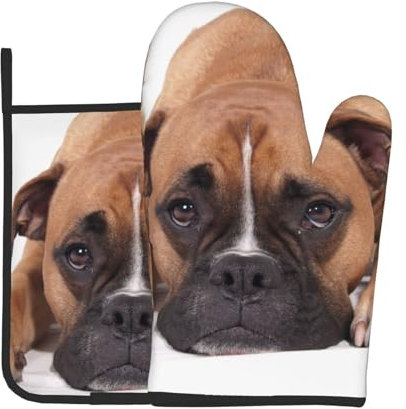 Boxerhund, Ofenhandschuhe und Topflappen, Kochhandschuhe, hitzebeständige Backhandschuhe