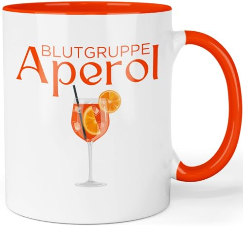 Aperol Tasse mit Spruch - Blutgruppe Aperol - lustige Bürotasse Abschiedgeschenk Kollegin Tasse für Lieblingskollegin - beidseitig bedruckte Kaffeetasse
