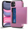 ACOCOBUY for iPhone 11 Case with Card Holder Sliding Cover Hidden Pocket IDs Credit Cards Slot Heavy Duty Shockproof Protective Dual Layer Wallet Phone Cover Back Shell for Men Women 6.1 inch pink