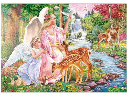 MyPuzzle Engel und Rehe am Fluss - Premium 1000 Teile Puzzle - MyPuzzle Sonderkollektion von Puzzle Galaxy