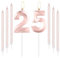 mciskin Rose Gold 25 Birthday Candles-Number 25 Candle for Cake with Long Thin Candles Set, Rose Gold Cake Topper for Girl 25th Birthday Decorations Supplies,25th Wedding Anniversary Decorations