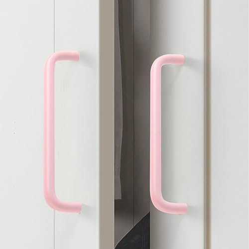 2 Stück Schubladengriff Bunte Griffe für das Kinderzimmer Möbelgriffe Aluminium-Legierung Türgriff Bogenauszieher Schrankgriffe für Küchenschränke,Kleiderschrank,Tür (Lochabstand 128mm,Rosa)
