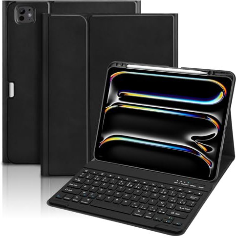 GAOJIE Coque Clavier pour iPad Pro 13/Air 11 Pouce 2024, Air 5 2022/Air 4 2020 10.9, 9ème/8ème/7ème Génération 10.2 (Gris, pour iPad Pro 13 M4)
