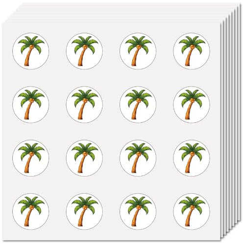 CREATCABIN 128 Stück Kokosnussbaum Aufkleber Für Scrapbooking Kunststoff Aufkleber Selbstklebend Wasserfest Runde Symbolaufkleber In Großen Mengen Perfekt Für Lehrer Kalender Tagebücher 2.5cm