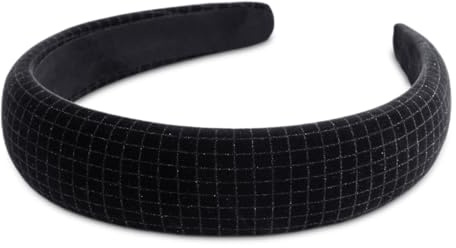 SXQLYH Haarreifen Gepolstert Samt,Damen Haarreif Dicker Haarband,Stirnbänder Weiches Glänzender Samt Haarreiffen,Gepolstertes Haarband Bequeme Stirnbänder für Frauen Mädchen (Schwarz)