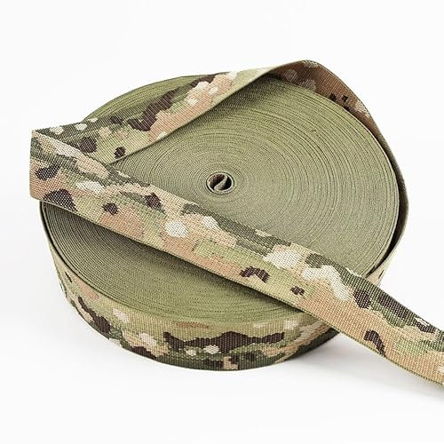 GreatRise 50M Camouflage Gurtband Camo Tape Klebeband Tarnung Band Outdoor Tarnband Camo Wrap Bandage für Sport Kletter Camping Jagd Kunst Kurzwaren Nähzubehör, Camouflag Grün Camouflage Grün 2.5cm*3M
