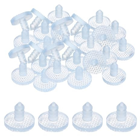 QUARKZMAN 30 Stück Glasplatten-Puffer mit Stiel, 22mm/0,87 Möbel Glasplatten-Antirutsch-Pads Transparente Gummigriffe Tischabstandhalter für 7,5mm/0,3 Loch Tischmöbel Schrank