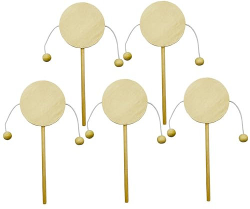 Csafyrt 5pcs Holzbaby Rassel unbemalte hölzerne Babyspielzeug runde Ecke Leer