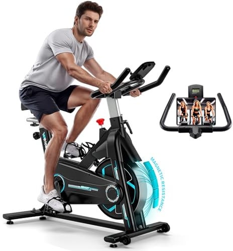 [2025 Aktualisierte] Wenoker Heimtrainer, Magnetwiderstand Stationäres Fahrrad für Zuhause, Indoor Bike mit Flüsterleise, Schweres Schwungrad und Verbesserter LCD-Monitor, Bis 160KG