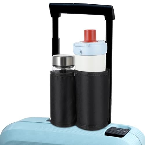 Cup Holder for Luggage Universal Travel Cup Holder Free Hands Drink Caddy Suitcase Beverage Holders Carry on Luggage Accessories Fit Flight Attendants Business Travelers Gifts Black 6.69 Inch