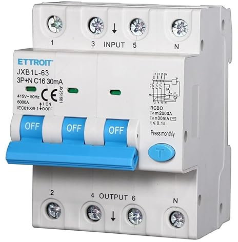 IXTRIMA Interruttore Magnetotermico Differenziale 3P+N 16A 30mA 380V-6KA 30mA per Guida DIN - 4 Moduli DIN - Protezione Circuiti e Sicurezza Impianti
