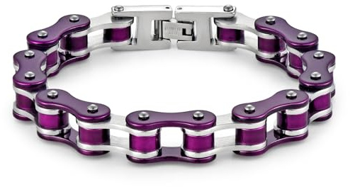 LAFATINA Motorrad Fahrrad Ketten Armbander Polierte Herren Damen Edelstahl-Links Biker Armbander