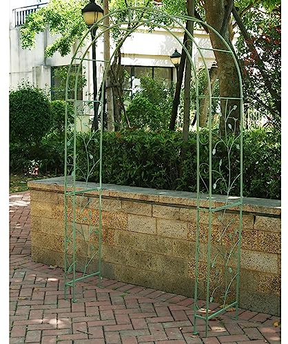Arche de jardin en métal robuste avec piques - Support robuste pour plantes grimpantes, roses, vignes et légumes - Décoration vintage blanche extérieure/intérieure pour jardin aménagement paysager