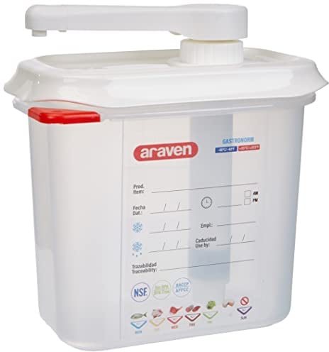 Araven CR821 Soßenspender, GN 1/9, Transparent, 1.5L Kapazität, 19cm x 17.6cm x 10.8cm