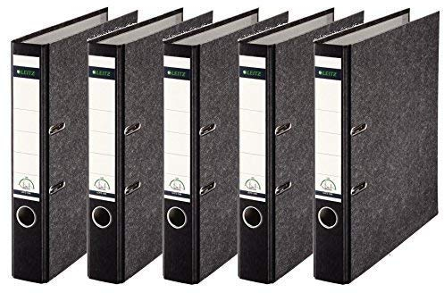 Leitz hochwertiger Ordner 180°, schmal | 5er Pack, Schwarz , 1