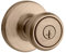 Kwikset Tylo 94002-854 - Pomo de puerta de entrada con llave con protección antimicrobiana Microban con seguridad SmartKey en latón antiguo