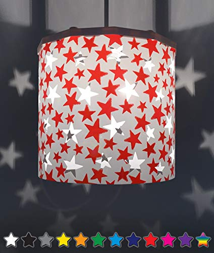 Ereki Ceiling Pendant Light Shade - Star Light Projection Effect Light Cover - Magnetic Ceiling Night Light Lampshade Kit for Interchangeable Designs (Red, Bulb NOT Included)