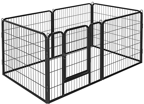 Yaheetech Parc pour Chien Enclos Interieur Cage pour Chien 6 Panneaux Parc Enclos pour Chiens Chiots Lapins Métal 80 x 80 cm Noir