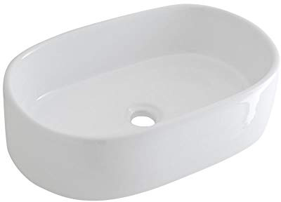 MILANO White Ceramic Oval Countertop Bathroom Basin Sink 575 x 360mm