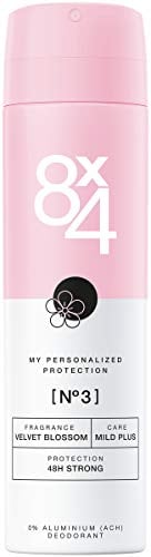 8X4 Deo Spray N°3 Velvet Blossom (150 ml), Damen Deodorant mit fruchtig-floralem Duft, Deo ohne Aluminium für sensible Haut