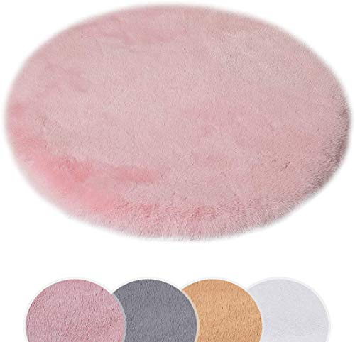 SXYHKJ Tappeto in Finta Pelliccia di Coniglio/Faux Pelle di Pecora Imitazione Toison Moquette/Fluffy Soft Breve Hair Decorativo Cuscino da Sedia Divano stuoia (Rosa, 45x45cm)
