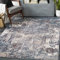 Livabliss Miami Wohnzimmer Teppich modern – Abstrakt Design in Marmor Optik für Wohnzimmer 200x274 cm, Esszimmer, Schlafzimmer - Marmor Teppiche groß, weicher Teppich Kurzflor in Blau, Grau und Taupe