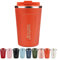 SUNTQ Kaffeebecher to go aus Edelstahl - Thermobecher Doppelwand Isoliert - Kaffeetasse mit Auslaufsicherem Deckel Wiederverwendbar (Orange, 380ml)