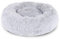 lionto Donutbett für Hunde und Katzen, Flauschiges Hundebett rund für kleine und große Heimtiere, Ø 60 cm, weiches Katzenbett aus kuscheligem Plüsch, Hundekissen mit extra Dicker Füllung, hellgrau