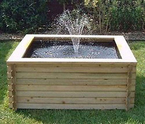 Square Raised Garden Pool 120 Gallon with Liner Fish Pond Outdoor Water Feature