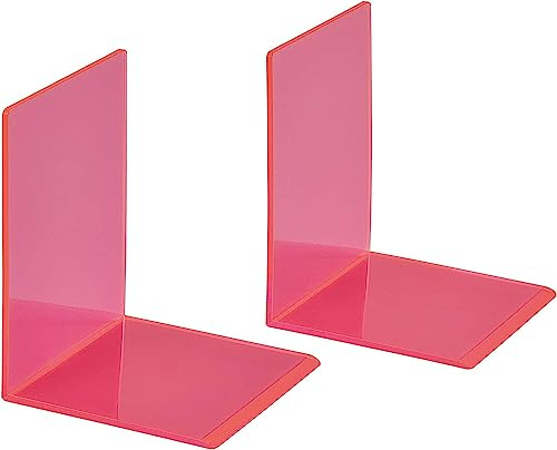 MAUL Serre Livre en Acrylique (2 pièces) 10x10x13 cm | Organisateur, cale Livre pour l'etagere, Le Bureau et la Maison | Presse Livre élégant, protège Les Meubles | Rose