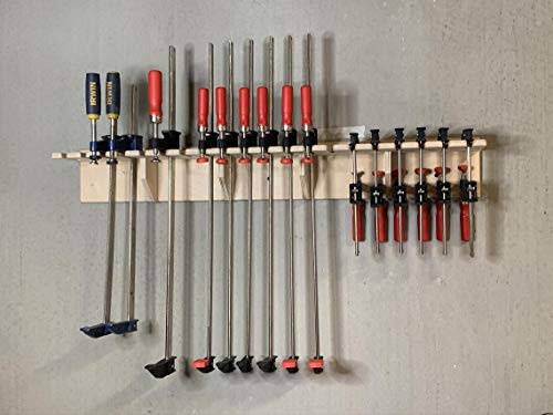 Factory Crafts Bar Clamp Holder Organiser Storage Rack 20 Slots Birch Plywood 5.75D x 5H x 36W