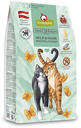 GranataPet DeliCatessen Wild & Huhn Adult, Trockenfutter für Katzen, schmackhaftes Katzenfutter, Alleinfuttermittel ohne Getreide & ohne Zuckerzusätze, 300 g
