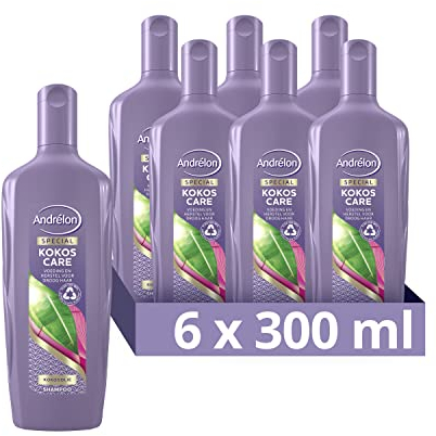 Andrélon Kokos Care Shampoo, nährt und repariert trockenes Haar - 6 x 300 ml - Vorteilspack