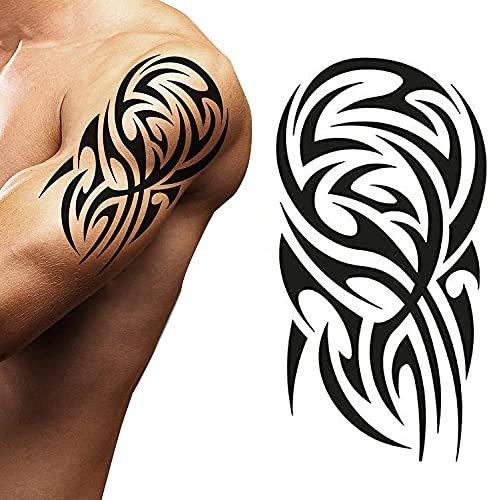 Tatodays Viking Celtique Nordique Tribal Dragons Tribal Stick on Tatouage Temporaire Body Art Transfert pour Femmes et Hommes Cosplay Halloween Adulte Temp Tatouage pour Bras Épaules Poitrine Dos