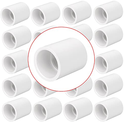 20 Pack 3/4 PVC Pipe Coupling Adapter Pipe Fittings (Socket x Socket) Contractor Pack Schedule 40 Heavy Duty 3/4 Inch PVC Slip Socket Connectors for DIY PVC Shelf Garden Support Structure, White