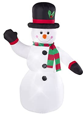 Beliani Aufblasbarer Schneemann weiß mit LED-Beleuchtung 200 cm Ruka