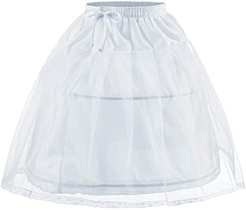 AibaoweddingBlumenmädchen Petticoat mit 2 Reifen Mädchen Kinder Krinoline Unterrock (Weiß, 65CM)