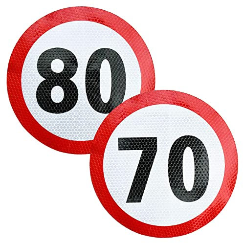 SGerste 2 adesivi con limite di velocità per veicoli con limitazione di velocità per 70 km/h 80 km/h rosso