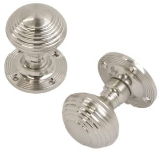 VIBE Reeded Mortice Knob on Satin Nickel Door Handle Knob on Satin Nickel for Internal Doors