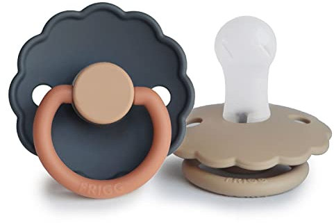 FRIGG Daisy Confezione da 2 ciucci | Ciuccio in silicone | Senza BPA | Prodotto in Danimarca | Tettarella simmetrica a ciliegia | (Aurora/Croissant, Taglia 1 (0-6 Mesi))