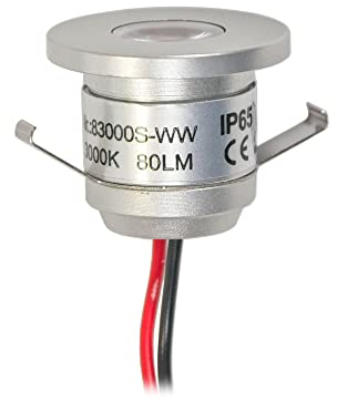 VBLED® LED Mini Strahler Aluminium Mini Einbaustrahler IP65 wasserdicht - 1W 350mA 80lm warmweiß 3V DC