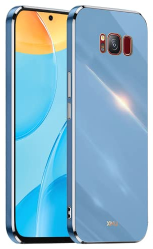 EASSGU Galvanisierter Rahmen Handyhülle für Samsung Galaxy S8 (5.8 Inches), Weiche TPU Silikon Schutzhülle - Navy Blau