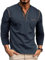 Ophestin Men's Henley Shirts Long Sleeve T Shirt Casual Fashion Shirt Buttons Tee Top Blue 3XL