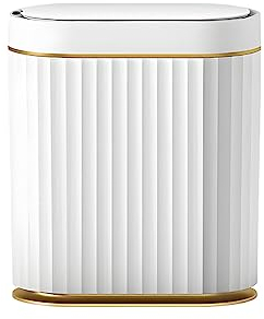 kawehiop Maintenez Une atmosphère paisible avec Notre Poubelle à détection d'ouverture et de Fermeture silencieuse ABS à détection Intelligente, Blanc + Or, Modèle de Batterie 7L