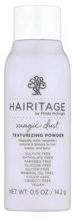 Hairitage Polvo para el cabello, texturizante y voluminizador, inodoro e incoloro, añade textura a cualquier estilo de cabello, fórmula ligera, adecuado para tipos de cabello 1A-3C, vegano y libre de
