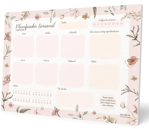 Grupo Erik Wochenplaner Block A4 Kalender Planer Raquel Beck Tischkalender Block - Kalender Planer - Tischplaner A4 - Tischkalender ohne Datum - Schreibtischunterlage Papier