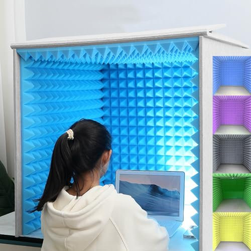 AILZCFX Professional Recording Studio, Simple Soundproof Chamber, Microphone Isolation Shield, Portable Vocal Booth, for Microphone, Podcasts, Recording Studios