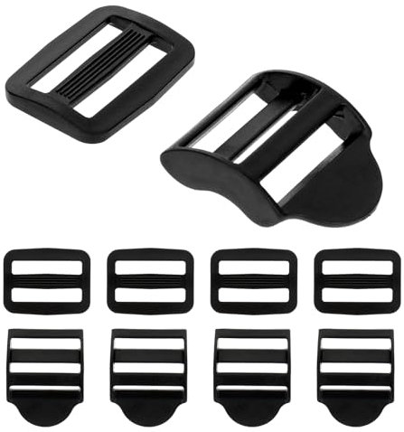 Hariendny 5 Sets Backpack Strap Clips Plastic Buckle Clips Webbing Strap Slider Buckles, Adjustable Straps Clips Black Backpack Buckle Replacement Ladder Slider for Backpack Strap