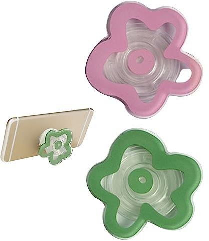 Phone Socket 2Pcs Universal Expanding Flower Socket Mobile Phone Stand and Grip with a Swappable Top for Phones Tablets Pink Green, Phone Grip