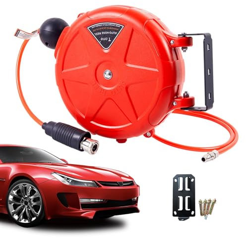 Retractable Air Hose Reel - Compressed Air Hose Reel, Swivel Compressor Tool | Wall Mounted 10 Meter Automatic Winding Commercial Reel, Heavy Duty Air Compressor Accessories Hose Tool Reel for